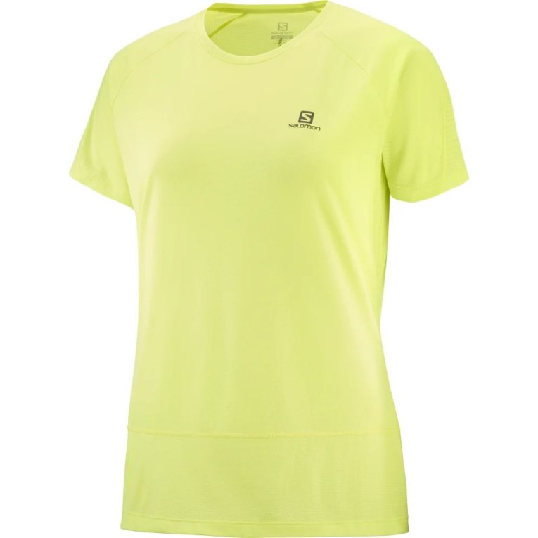 Salomon Cross Run Short Sleeve Women's T-Shirts Lemon | CA 93C50